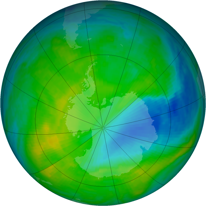 Antarctic ozone map for 04 December 1985